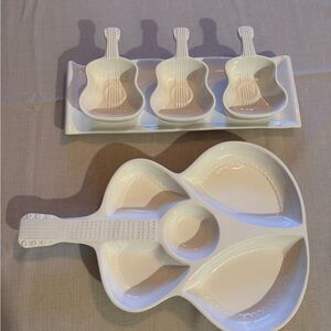 Dolly Parton Guitar-Shaped Ceramic Serving Set - Cream